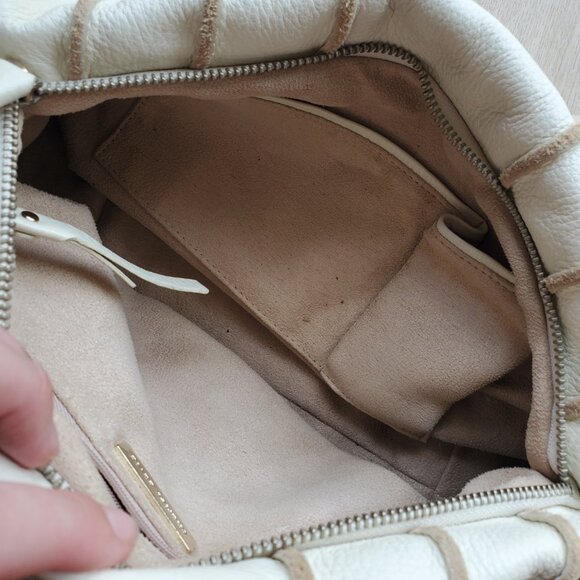 Charles David Mini White Leather Handbag Purse Y2K - Picture 9 of 11